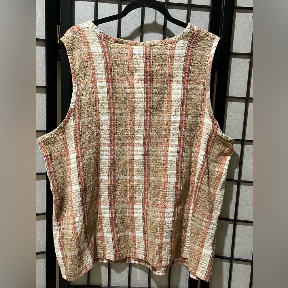 LIZ & ME STRETCHY Striped Sleeveless Textured Tank - Beige Rust Cream SIZE 5X